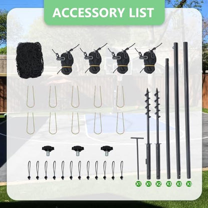 Backstop Net System for Backyard – Heavy Duty Sports Barrier Net with Steel Posts, Movable/Socketed Ball Stop Net for Soccer, Baseball, Training - size: 30FT Wide, style: Socketed-1 Inch Net