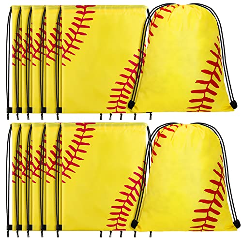 Shappy 12 Pcs 17 Inch Softball Style Drawstring Bag Sports Ball Backpack Drawstring Sack Cinch Bags for Team Gift Party Favors - style: Softball Style