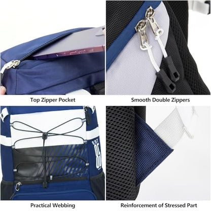 TPAID Baseball Backpack Large Capacity Softball Bag with Shoes Compartment and Fence Hook, Lightweight Baseball Equipment Bag Holds Bats, Helmets, Gloves, Hats, Clothes, Shoes - color: Blue-B, size: 4 Bat Baseball
