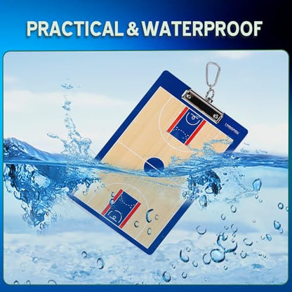 Basketball Dry Erase Coaches Clipboard，Waterproof Basketball Clipboard for Coaches Double-Sided Basketball White Board for Coaches Writable and Erasable Basketball Dry Erase Board for Coaches （Blue）