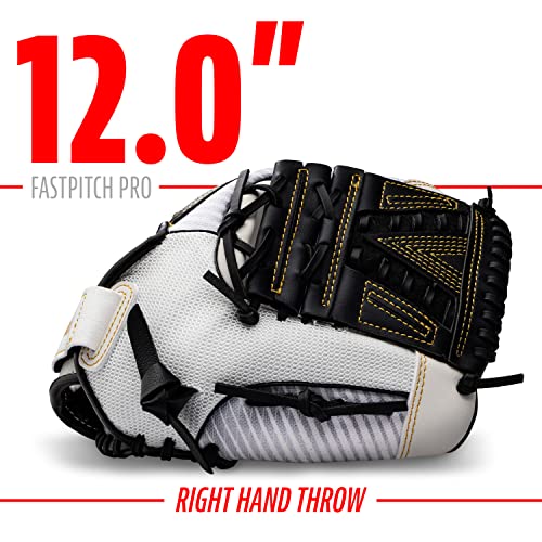 Franklin Sports Girls Softball Glove-Women's Windmill Fastpitch+Slowpitch Softball Glove-Right and Left Hand-Adult - color: White/Gold, size: 12"
