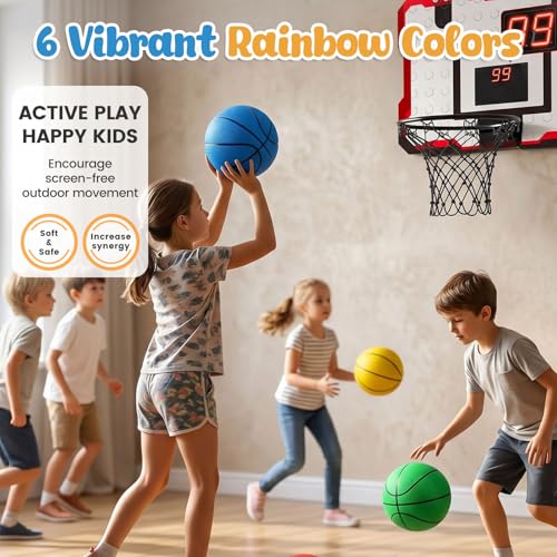 3 otters 6 Pack Mini Basketballs, 7.5 Inch Basketball Set with Pump for Kids Swimming Pool Toy, Mini Basketball Hoop, Outdoors Party Favors