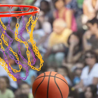 Basketball Net Replacement Heavy Duty,Resin Material, Anti-Rust Use Indoor Outdoor Standard 12-Ring Basketball Hoop - style: Purple/Yellow
