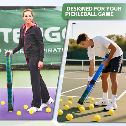Tennis Ball & Pickleball Picker Holds 14 Balls, Ball Pickup Tube with Shoulder Strap, Lightweight Easy Pickup Portable Ball Holder, Pickleball & Tennis Ball Hopper - color: Orange