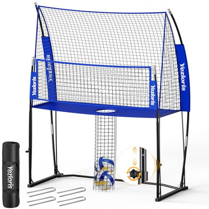 Volleyball Training Net Equipment System, Freely Adjustable 2-in-1 Volleyball Practice Net for Serve Spike Hitting Training, Stable Frame Fast Setup Portable Volleyball Net for Backyard Indoor Outdoor