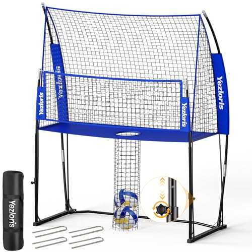 Volleyball Training Net Equipment System, Freely Adjustable 2-in-1 Volleyball Practice Net for Serve Spike Hitting Training, Stable Frame Fast Setup Portable Volleyball Net for Backyard Indoor Outdoor