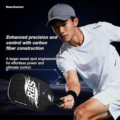 Pickleball Paddles Set of 2 or Single Option-Fiberglass or Carbon Fiber Face – Durable Solo Paddle or Complete Set with Balls & Carry Bag – Improved Spin & Precision - color: Black-Carbon Fiber Set