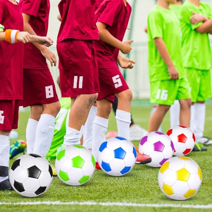MiniInflat 12 Pcs Soccer Balls Bulk Size 4 Soccer Balls with Pump Soft Football Outdoor Indoor for Sport Training Practice Gift for Adult
