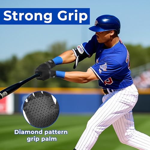 AIGEVTURE Baseball Bating Gloves Adult Youth Baseball Softball Batting Gloves Adult Kids Boys Girls - color: Black, size: Adult Medium