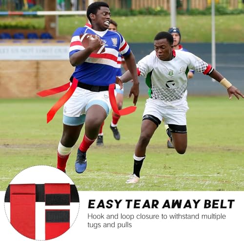 Haootadiy Flag Football Belts Set, 14 Player Adjustable Flags with 42 Flags.Training Cones, Football for Kids Youth Adults.
