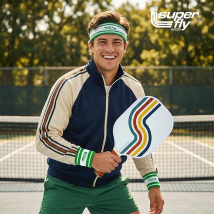 Super Fly Goods Sweatbands Pickleball Golf Tennis Great Gift or for Your Sports or Team Wristband Sports Band Set Including Towel Wrist and Head Sweatbands - style: Pickleball Head & Wristband Set