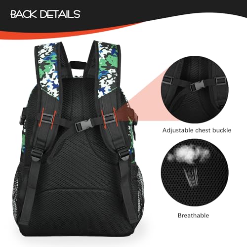 Goloni Basketball Backpack,Large Sports Bag with Ball Compartment & Shoe Compartment,Basketball Bag Fit Volleyball, soccer,Gym - color: Camouflage green