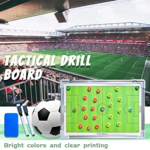 PhantomSky Portable Professional Soccer/Football Aluminum Alloy Tactics Board Coaching Board Strategy Board with Magnetic Markers, Pen, Eraser and Portable Storage Bag (Size: 45 x 30cm)