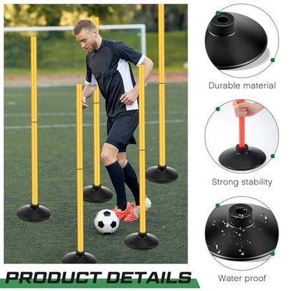 Landical Weighted Slalom Pole Rubber Bases for Soccer Agility Poles 2.2 lb Pole Base for Soccer Training Equipment Set Accessory Lacrosse Field Hockey Track Field