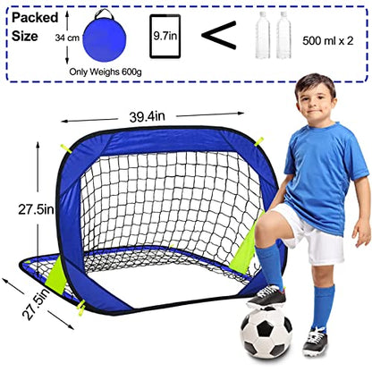 EVERRUSH Pop Up Soccer Goals Nets for Backyard Beach Soccer Training Net Mini Portable Foldable Lightweight Indoor + Outdoor Football Goal with Carry Bag - style: Blue
