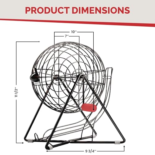 MR CHIPS Professional 11" Steel Bingo Cage Only – Fits 7/8" Bingo Balls (Not for 3/4" Balls or 38mm Ping Pong Balls) – Mysterious Black - color: Mysterious Black Bingo Cage Only