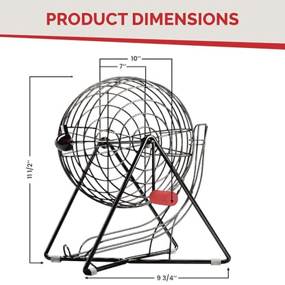 MR CHIPS Professional 11" Steel Bingo Cage Only – Fits 7/8" Bingo Balls (Not for 3/4" Balls or 38mm Ping Pong Balls) – Mysterious Black - color: Mysterious Black Bingo Cage Only
