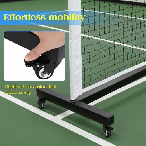 Heavy Duty Pickleball Net with Wheel for Outdoor Indoor Portable Net System with Lockable Wheels Pickleballs Nets Backyard Driveway Gym & Court Use