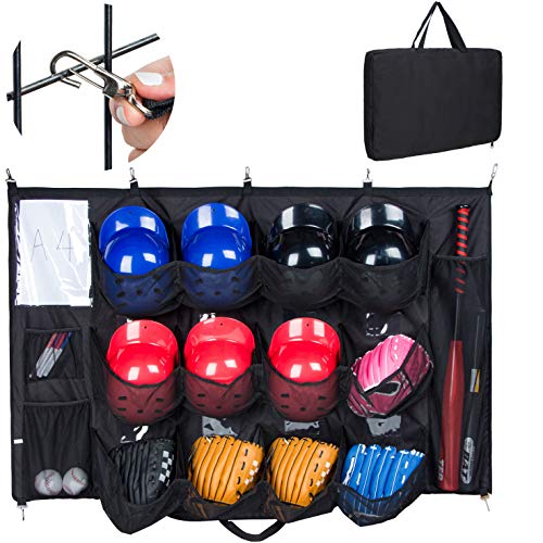 PACMAXI Hanging Helmet Bag - Organize Baseball Equipment - Helmets, Gloves, Bats, Balls - 12 Player Dugout Storage