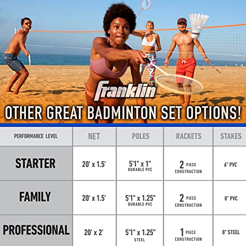 Franklin Sports Badminton Set - Portable Badminton Set - Adult and Kids Badminton Net - Perfect Backyard/Lawn Game - Includes 4 Badminton Racquets - Recreational - style: Recreational