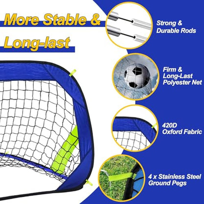 Gudahower Backyard Soccer Goal for Kids- Portable Soccer Net - Foldable and Pop up - Indoor and Outdoor Football Goal - Suitable for Games and Practice - 39.4in x 27.5in x 27.5in