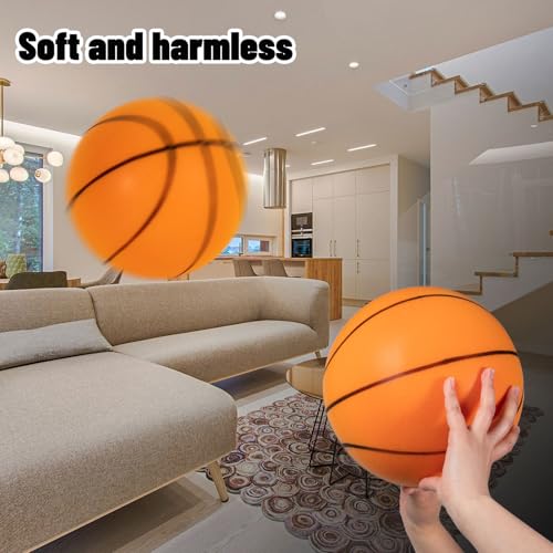 Silent Basketball for Indoor Use - Quiet Training Foam Ball, Size 7 (24cm), Noiseless Bouncing, Soft Grip - Ideal for Indoor Drills and Activities