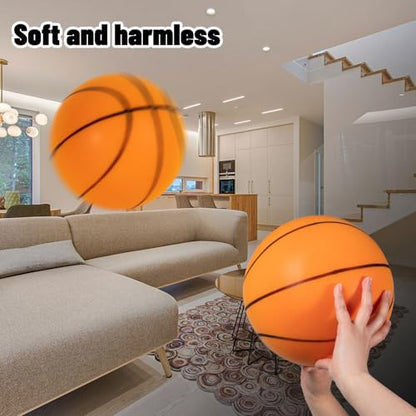 Silent Basketball for Indoor Use - Quiet Training Foam Ball, Size 7 (24cm), Noiseless Bouncing, Soft Grip - Ideal for Indoor Drills and Activities