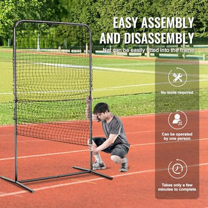 VEVOR Batting Screen - Baseball & Softball Protector with Carry Bag & Ground Stakes, Pitching Net for Pitchers Protection - size: 7*4 ft, style: Heavy I Screen