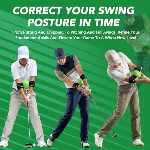 Golf Training Aids 5-Piece Complete Swing Trainer Set - Includes The Connector Ball, Wrist Hinge, Arm Band & 2 Wristbands - Fix Chicken Wing & Improve Consistency - Gift for Beginner Men Women