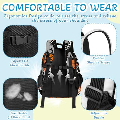 Basketball Backpack for Kids,School Bookbag Large Capacity Adjustable Bookbag Durable Lighting Multi Pockets School Bag Daypack Travel (Basketball) - color: Basketball