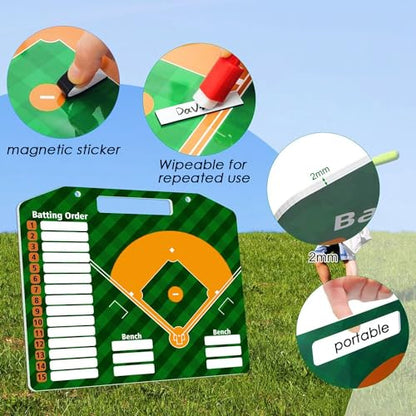 Magnetic Baseball Lineup Board | Baseball Dry Erase Coaching Broad | Softball Lineup Cards Marker Boards | Baseball Clipboard for Coaches | Baseball Lineup Board for Dugout