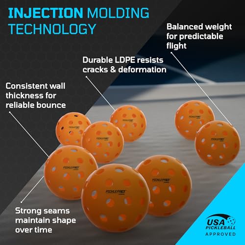 PicklePro Junior Outdoor & Indoor Pickleball Balls for Beginners – Lightweight LDPE 40-Hole Design for Stable Flight, Durable Construction for Training and Youth Play, USAPA Compliant