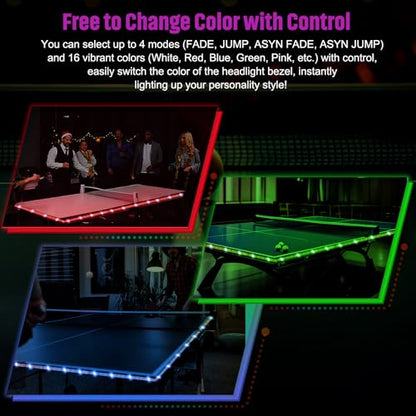 LED Ping Pong Table Light&Net Light, 14 Ft&13 Ft Light Net for Ping Pong Table&Net Table,16 Color Change, Durable & Waterproof & Easy to Install, Super Bright to Display at Night - color: Table lights