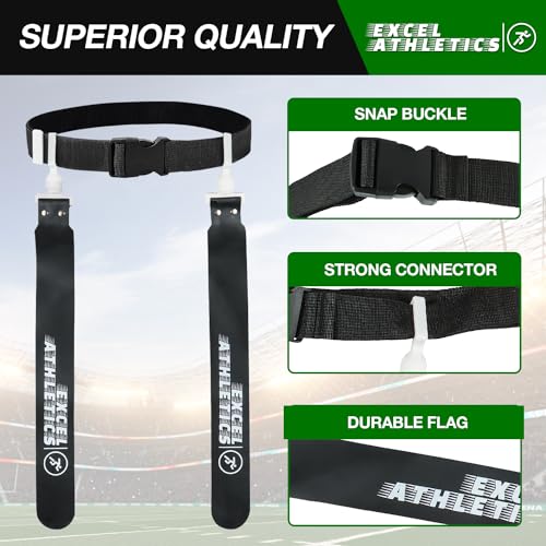 Flag Football Set, Adjustable Flag Football Belts for Youth, Kids & Adults with 1 Belt & 2 Flags (White)