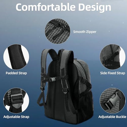 HUA ANGEL Basketball Backpack, Large Sports Bag with Separate Ball Holder & Shoe Compartment, Men/Women Gym Backpack for Basketball Soccer Volleyball - color: Black