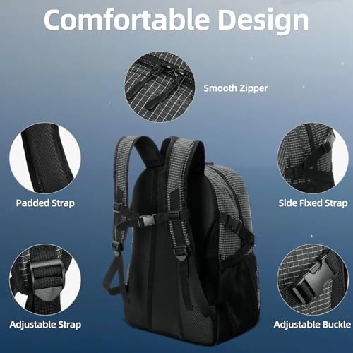 HUA ANGEL Basketball Backpack, Large Sports Bag with Separate Ball Holder & Shoe Compartment, Men/Women Gym Backpack for Basketball Soccer Volleyball
