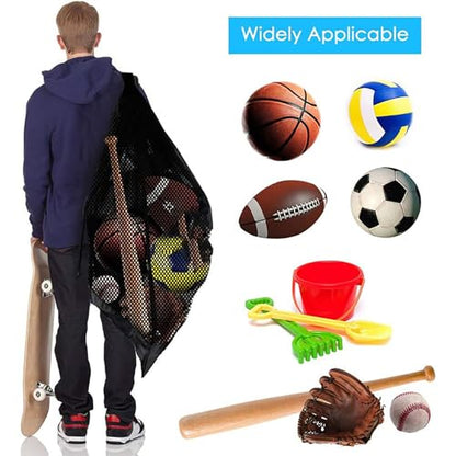 Large Ball Bag, 40 Inch x 30 Inch Net Ball Bag with Shoulder Straps for Storage all Balls and Sports Equipments