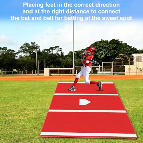 Baseball Hitting Mat, Batting Batting Mat for Hitting Batting Cage Softball Batter Stance Training Mat to Improve Batting Posture Baseball Mats Indoor/Outdoor - size: 10' x 3.8'