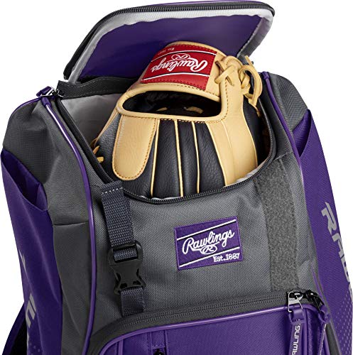 Rawlings | FRANCHISE Backpack Equipment Bag | Baseball/Softball | Rec/Travel | Multiple Styles - color: Purple