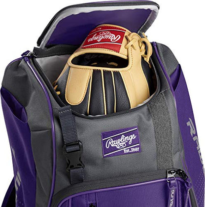 Rawlings | FRANCHISE Backpack Equipment Bag | Baseball/Softball | Rec/Travel | Multiple Styles - color: Purple