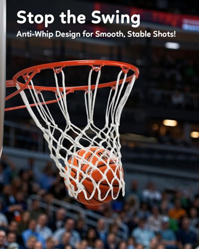 Basketball Net Heavy Duty Outdoor - 7.16oz/200g Hand-Woven Replacement Net, 12 Loops No-Tangle All-Weather Replacement Net for Standard Rims, Pool Hoop, Backyard Court & Indoor Goals - Rims Excluded - style: White