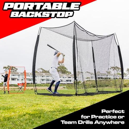 GoSports Baseball & Softball Portable Backstop Practice Net - 10 x 8 ft Hitting & Pitching Net for Backyard