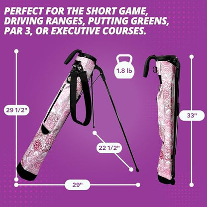Taboo Fashion Sunday Golf Bags for Women - Lightweight Golf Range Bag with Self Flexing Stand and Shoulder Strap for Driving Range, Par 3 or Executive Course - color: Pink Mandala