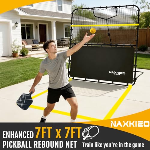 7x7 FT Pickleball Rebound Net, Pickleball Net for Dinks Volleys Hits Training, Freely Adjustable Angle Various Ball Practice Rebounder for Outdoor Indoor