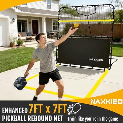 7x7 FT Pickleball Rebound Net, Pickleball Net for Dinks Volleys Hits Training, Freely Adjustable Angle Various Ball Practice Rebounder for Outdoor Indoor