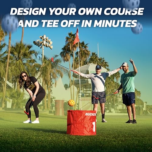 bucketgolf Original Game 3-Hole Travel Set – #1 Backyard Golf Game for Adults. Ideal for Yard, Beach, Park, Camping, and Outdoor Fun