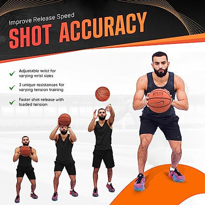 FNBX FlickGlove Basketball Shooting Aid, Training Equipment for Improving Shot and Form, Set of 3 Silicone Strap Resistances, White, Black and Orange