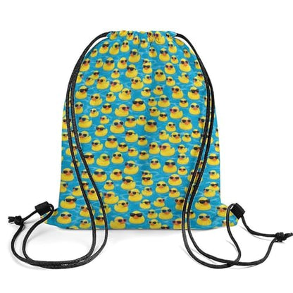 Drawstring Backpack Gym Sackpack Lightweight Waterproof String Bag for Sports Travel Yoga Beach Swimming, Men Women Unisex, Cute Rubber Yellow Ducks With Sunglasses Bags - color: Picture (505)