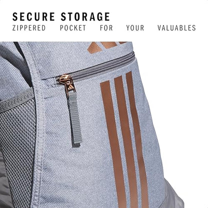 adidas Alliance Sackpack – Drawstring Backpack for Sports, Small Gym Bag - color: Twill Grey/Rose Gold/Grey/3
