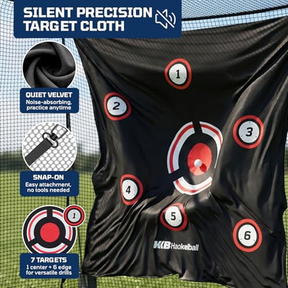 Haokelball Golf Hitting Net with 3-Sided Protection, 10x8x6ft Heavy Duty Golf Practice Cage with Reinforced Steel Frame, Target Cloth & Full Swing Backyard Driving Net for Indoor Outdoor Use